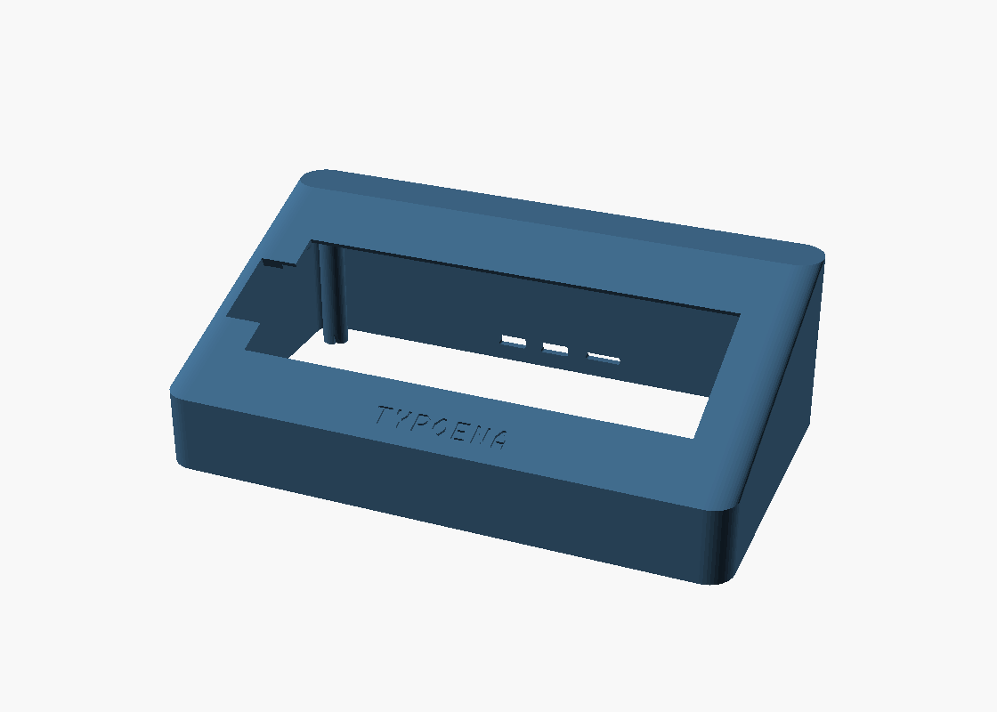 The bare body shell — screen recess cut through the deck, FPC slot on the left short edge