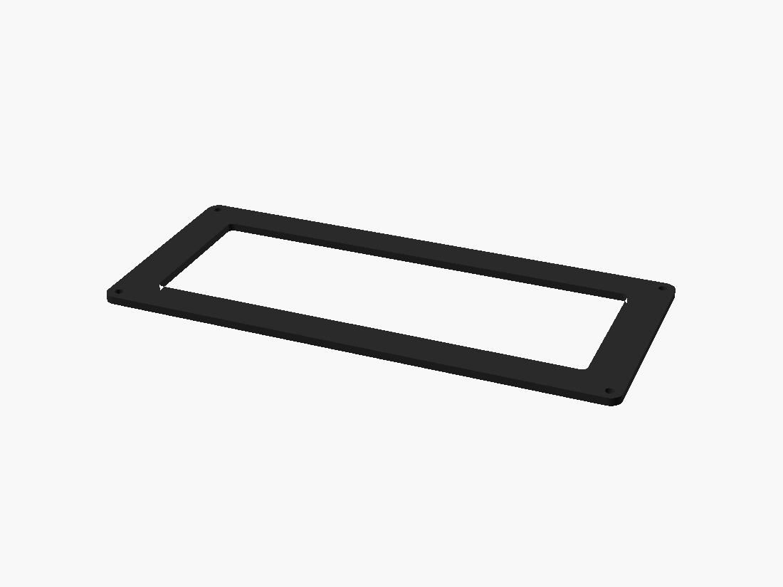 The screwed bracket — four corner holes, window clears the active area