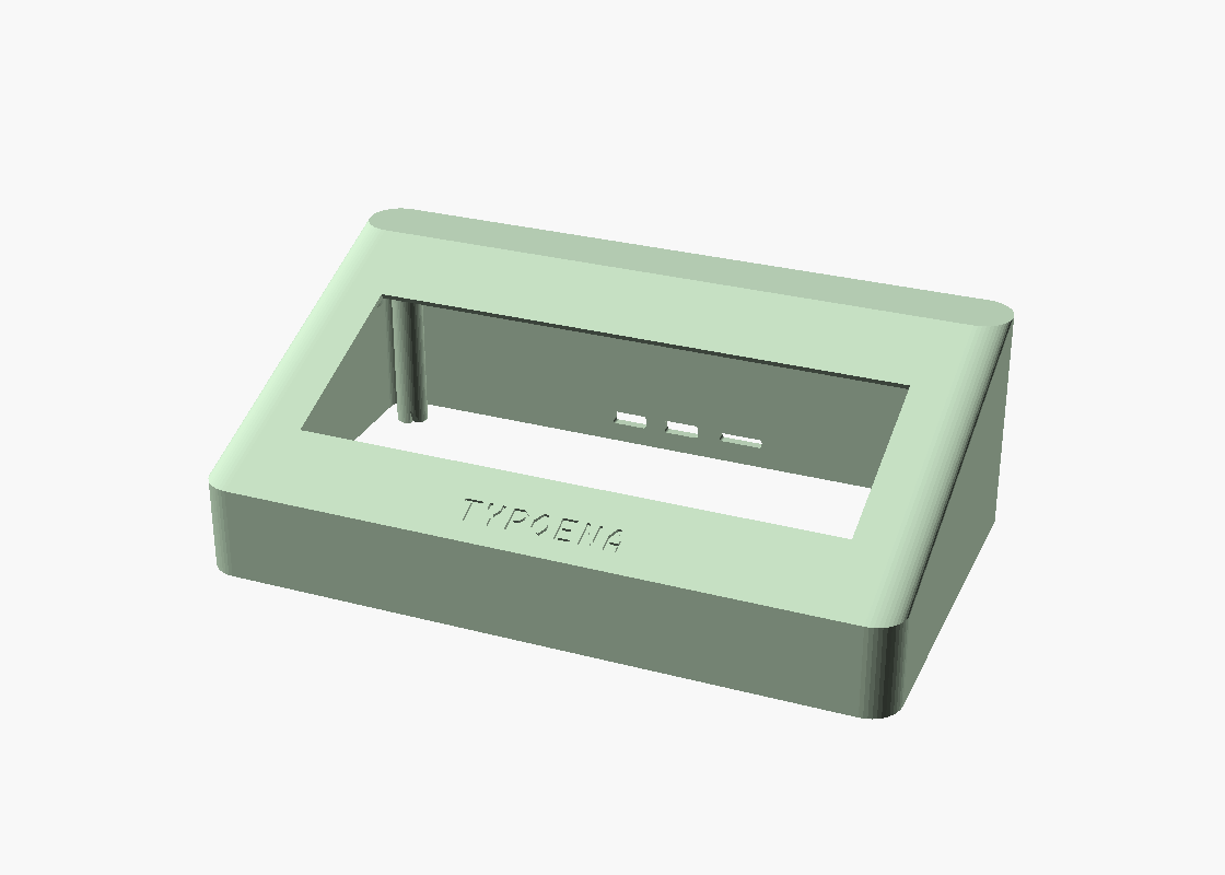 The bare body shell — screen recess cut through the deck, FPC slot on the left short edge
