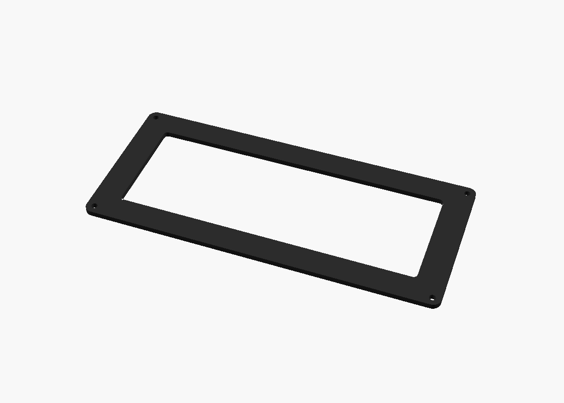 The screwed bracket — four corner holes, window clears the active area
