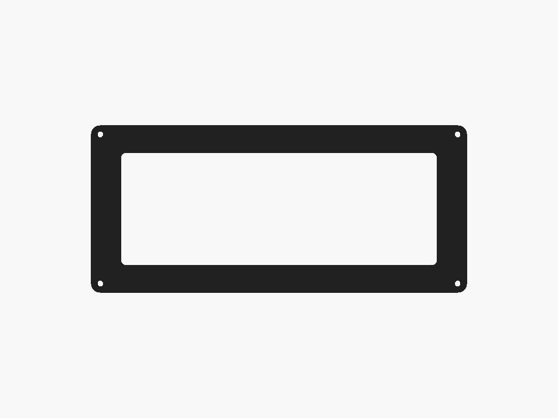 The screwed bracket — four corner holes, window clears the active area